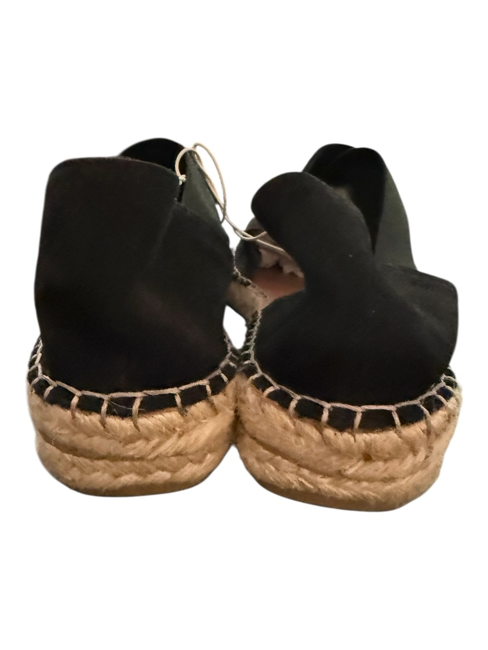 Fabiolas Black Suede Espadrille Flats Criss Cross Sandals 8.5 Boho Coastal NWOT - Picture 4 of 7